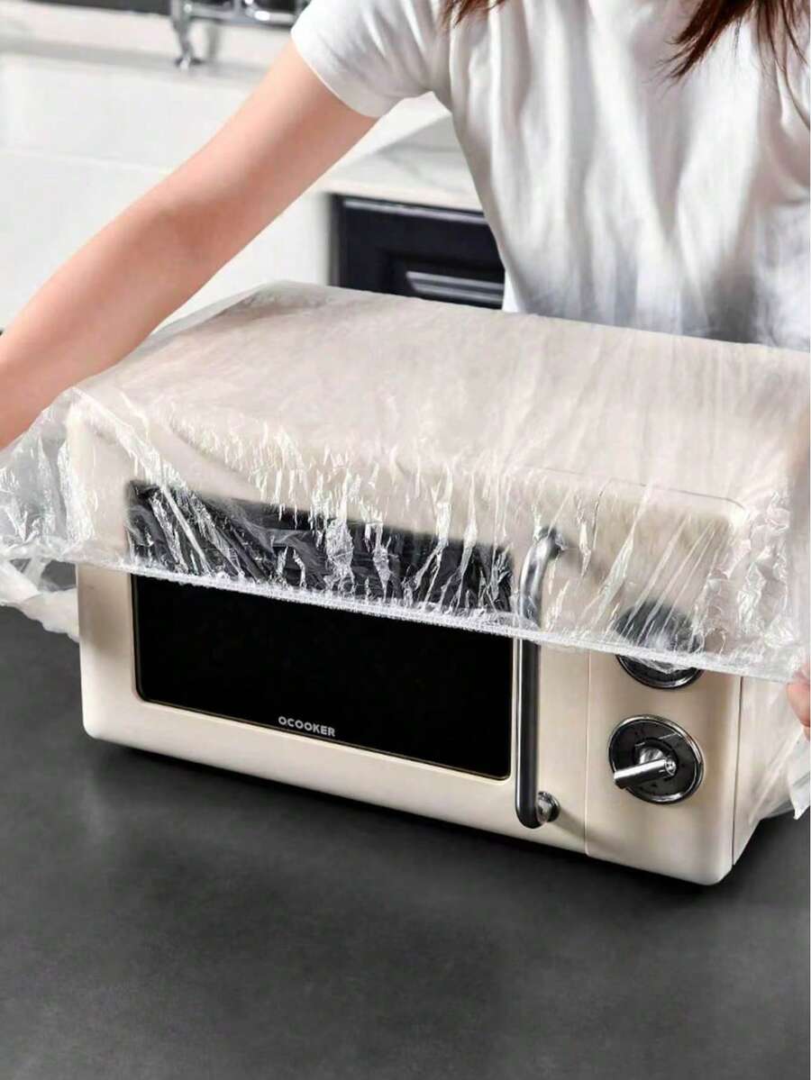 20pcs 70/90/110cm Disposable Transparent Waterproof Dust Cover, Extra Large Disposable Plastic Wrap Appliance Dust Cover, Suitable For Microwave, Oven, Rice Cooker And Other Household Kitchen Appliances, Also Suitable For School, Office, Home, Travel, Bags, Storage Bags - A - View 1