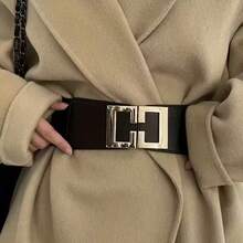 1pc Black PU Material Women's Slimming Fashion Waist Belt - Black - View 13