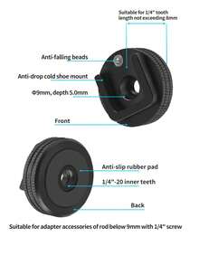 Black Imperial 1/4" Thread Disc Adapter Anti-Lost Cold Shoe Base Reverse Lock Tripod Screw Replacement Fit Ball Head DSLR Cage Flash Mic - View 4