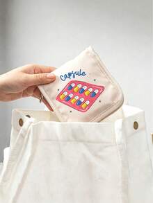 1 pieza Bolsa portátil para pastillas, caja compacta para pastillas y kit de primeros auxilios, bolsa para pastillas con diseño, puede almacenar tabletas y cápsulas, impresa con patrón de "cápsula", conveniente para viajes, adecuada para uso diario/al aire libre/viajes, esencial para la salud - Multicolor - Ver 5
