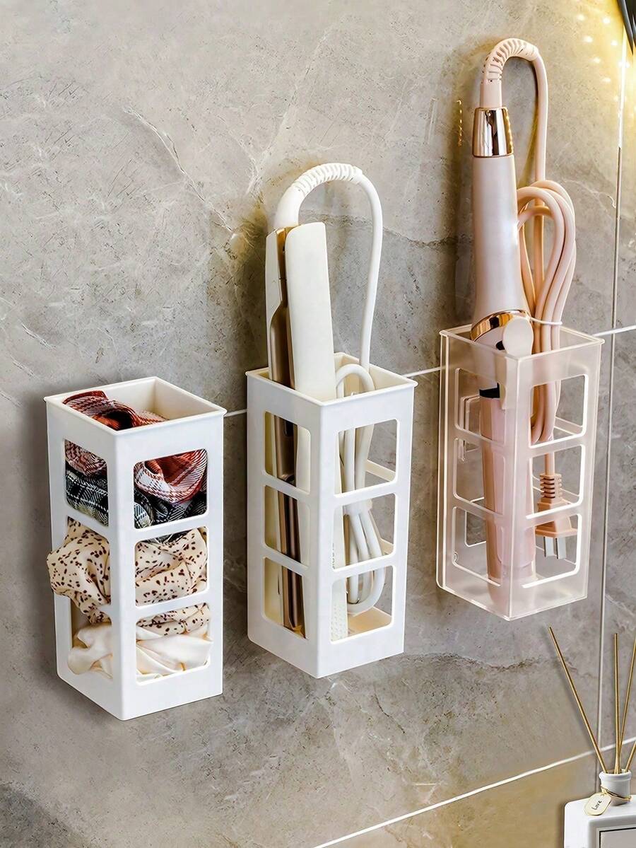 Transparent Visible Curling Iron Storage Rack, Bathroom Cabinet Mounted Hair Dryer And Straightener Organizer Box, Dormitory Vanity Curling Iron Organizer - Multicolor - View 1