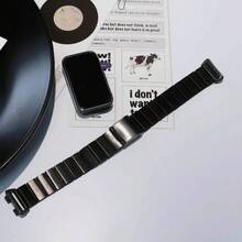適用於 Band 11pro 11 10 9 8 不鏽鋼金屬扣細款智慧手錶錶帶 時尚設計 耐刮損 - 黑色 - 查看 6