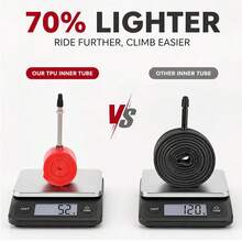 VXM公路車 700c 加厚 52G 紅色鋅合金 TPU 內胎含氣嘴 - 紅色 - 查看 8