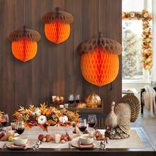 10/2pcs Autumn Acorn Honeycomb Decorations, Thanksgiving Paper Honeycomb Hanging Ornaments, Autumn Tree-Shaped Party Gift Decor, Home Decoration Supplies - View 8
