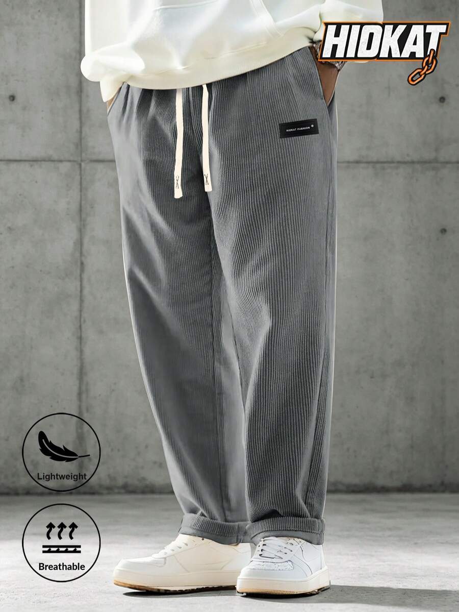 Men's Casual Corduroy Pants, Solid Color With Drawstring Pockets, Breathable And Comfortable, Suitable For Daily Activities, New Spring/Autumn Series