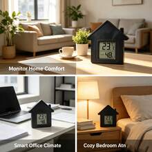Mini House-Shaped Temperature & Humidity Meter, Electronic Display, Indoor/Outdoor Universal, No Power Required (Battery Not Included) - A - View 7