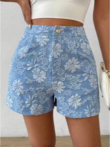 Nuevos shorts de mujer de verano, elegantes, de talle alto y pierna recta, con textura jacquard. - Negro - Ver 6