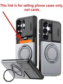1件多功能裝甲防震手機殼，內建卡槽卡夾，360°旋轉環磁吸支架，適用於 Galaxy S26Ultra S25Ultra S24Ultra S23Ultra S22Ultra S26Plus S25Plus S26 A57 A56 A55 5G，豪華滑蓋鏡頭保護，吸震無線充電手機殼 - 灰色 - 查看 5