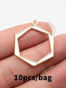 10 buah liontin heksagonal geometris berongga berdesain menarik ukuran 35x27mm untuk pembuatan perhiasan, kalung, gantungan kunci, rantai ponsel, dan aksesoris gelang. - segi enam - View 16