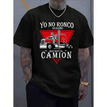 Camiseta de Verano para Hombres con Diseño de Camión Mexicano - Estampado de Eslogan de Camionero y Gráfico de Semi-Remolque, Manga Corta Transpirable, Camiseta Casual con Frase en Español p - Gris - Ver 2