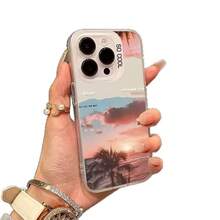 Sea Sunset Case For Apple 16Pro,  15Pro Scenic Protective Cover, 14 Aesthetic 17 - 彩銀殼-白色-海上日落 - 查看 6