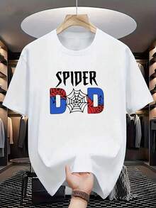 Playera Juvenil Estampado Héroe Arácnido Manga Corta Casual Estilo Vintage Rock Urbano Moda Streetwear  Uso Diario Y2K - Blanco - Ver 1