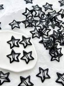 100/50/30/10pcs Personalized Y2K Five-Pointed Star BB Hair Clips, Black And Red Hair Clips, Basic Matching Hair Accessories - Suitable For Girls, Daily School, Party, Sports - Multicolor - View 9