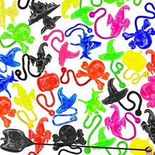 1pc Halloween Elastic Sticky Pull String Toy, Pumpkin Witch Skeleton Bat TPR Soft Rubber Squeeze Toy, Multi-Color Stretchable Prank Toy, Halloween Kids Gift Bag Filler - Multicolor - View 5