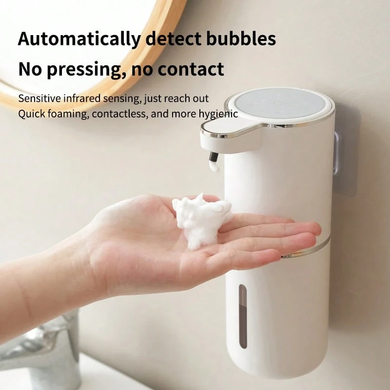 [Dispenser Sabun Otomatis Tanpa Sentuh 400ml] 1 buah Dispenser Sabun Otomatis 1200mAh, Dispenser Sabun Busa Sensor Tanpa Sentuh 400ml/14oz, Dapat Diisi Ulang USB, Dispenser Sabun Cair Busa Otomatis Tanpa Sentuh, Cocok Untuk Kamar Mandi Dan Dapur - View 1