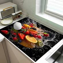 1pc, Home Decor, Fruit Pattern Printed Bowl & Plate Absorbent Mat, Dish Drying Mat, Espresso Machine Countertop Absorbent Mat, Drainage Mat, Soft Faucet Absorbent Mat, Sink Cup Mat, Kitchen Supplies, Bathroom Supplies - Multicolor - View 5