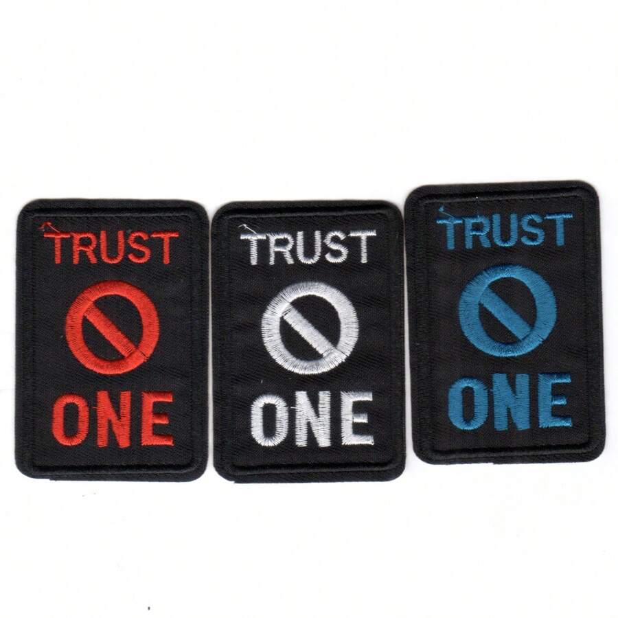 Trust One Pattern Iron-On Embroidery Patch - Fun Design - Easy To Sew Or Iron, Durable Fabric Badge, Suitable For Personalized Jackets, Bags, DIY Crafts And More - Ironing Style - View 1