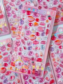 Cute Cartoon 3D Embossed Crystal Stickers DIY Laptop Water Cup Phone Case Decorative Stickers - 彩色 - 查看 7