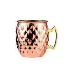 CINEYO 1 Stück / 2 Stücke / 4 Stücke 11,84 Unzen Reine Kupfer Diamant-Muster Hufeisen Tassen Kaffeetassen Hammer-Muster Moskau Hufeisen Tasse Kaltgetränk Kaffee Cocktail Tasse Metallgriff Geeignet für Bars, Partys, Vatertagsgeschenke, Tassen, Gläser Trinkwasserflasche - Verschiedenfarbig - Übersicht 12