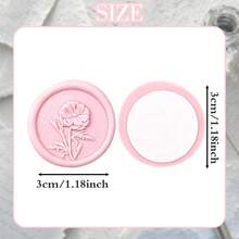20pcs/Pack 3D Floral Pattern Wax Seal Stickers, Self-Adhesive Wax Seal Stickers, Suitable For Gifts, Wedding Invitations, Envelope Sealing - Pink - 3D Flower-powder - View 7