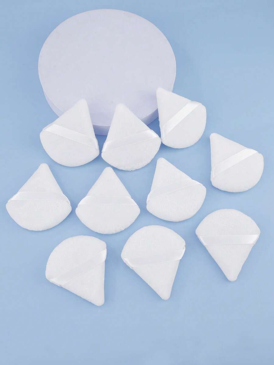 Triangular Suede Powder Puff 5/10/20/30/50/100 Pcs, Made Of Ultra-Soft Suede Material, Suitable For Contouring, Eyes, And Corners, Suitable For All Skin Types. - White - View 1