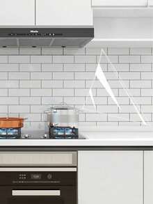 1pc Extra Large Transparent Oil-Proof Kitchen Sticker, Suitable For Glass And Cabinets, Waterproof Anti-Stain Wall Tile Protective Film - View 9