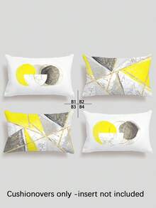 4 bucăți Huse pentru perne de canapea, stil modern luxos, design cu elemente geometrice abstracte, din catifea, cu atingere confortabilă, disponibile în mai multe mărimi, cu fermoar ascuns, potrivite pentru mașină, decor farmhouse pentru casă, dormitor și living (umplutura nu este inclusă) - Galben strălucitor - Vizualizare 3