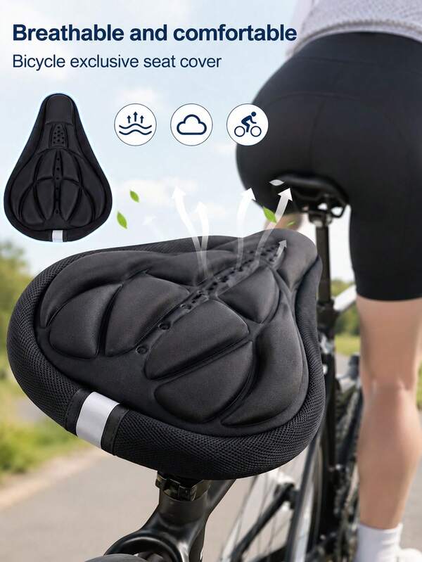 1pc Bicycle Seat Cover, Soft Foam Bike Seat Cover, Shock-Absorbing Breathable Comfortable, Suitable For Outdoor Cycling, Mountain Bike, Road Bike, Exercise Bike And Daily Commute