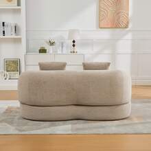 2-In-1 Convertible Sofa For Two People, With Two Cushions, Unfoldable Double Sofa Bed, Versatile Sofa For Guest Rooms And Living Rooms (Khaki Caterpillar) - Khaki - View 3