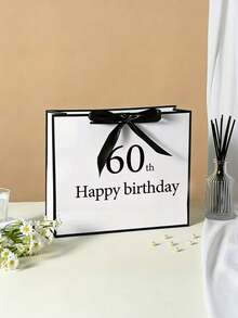 60th Birthday Gift Bag, T-Shaped Seal Design, Lightweight Foldable Shopping Bag - Wide Bottom Design, Foldable, Reusable, Durable Handle Design / Father's Day / Birthday - Elegant Gift Box Accessory, Essential Gift - Multicolor - View 5
