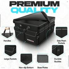 FORTEM Car And SUV Trunk Organizer - Car Storage Organizer - Large Foldable Box With 2 Compartments - Non-Slip Base - Adjustable Straps - Removable Lid (Black) - الأسود - مشاهدة 2