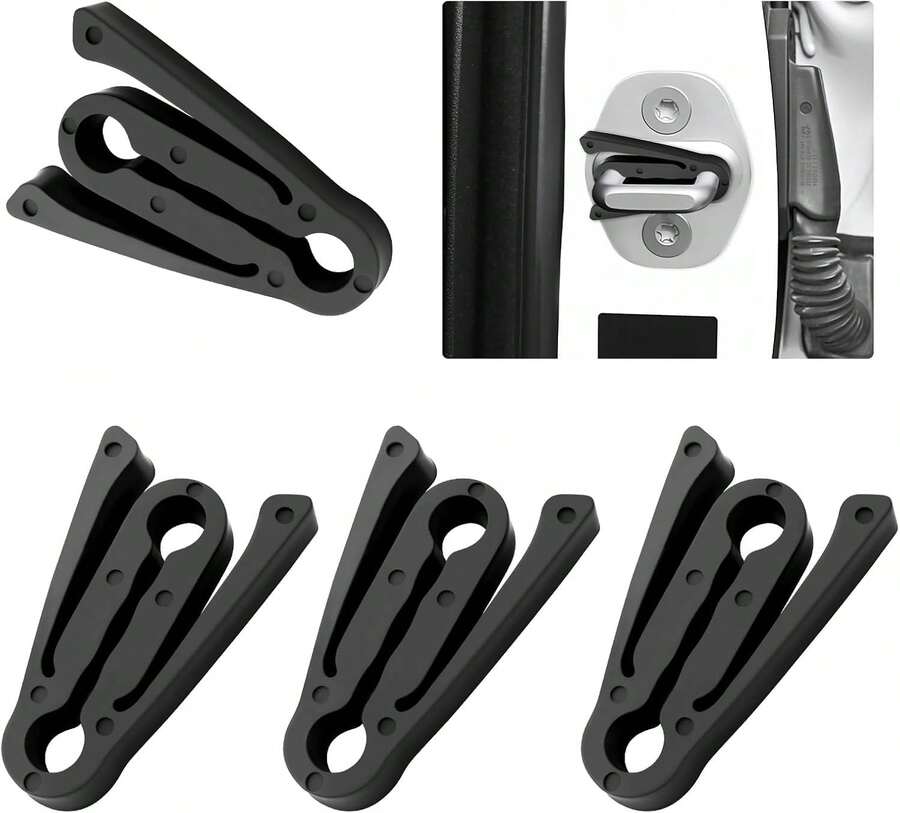 Purthog 4PCS Car Door Shock Absorber,Upgraded Car Door Lock Cover Pad With Force-Dissipating Arm,Universal Cars Doors Lock Protector Pad Reduces Slamming Noise &Amp; Protects Doors Locks - White - View 1