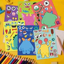 12 Sheets Mix & Match Monster Face Stickers, Rainbow Friends DIY Make Your Own Monster Decals, Ideal For Kids Craft, Party Favors, Kindergarten Activity & Children Gift - Multicolor - View 3