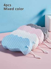4pcs/1pc 3D Thickened Solid Color Fish Scale Pattern Soft Non-Shedding Exfoliating Massage Shower Sponge, Soft Foam Body Cleanser, High Density Sponge Shower And Bath Scrub, Painless Home Scrubbing Tool, Suitable For Daily Shower Use - Bath Sponge - View 10