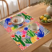 1pc Painted Pattern Placemat, Breakfast Mat, Coffee Mat, Cup Mat, Bowl & Plate Mat, Kitchen & Furniture Accessory, Easy To Clean, Suitable For Home, Restaurant, Restaurant Decor, Holiday Gift, Gift For Friends, Multi-Piece Set - Multicolor - View 5