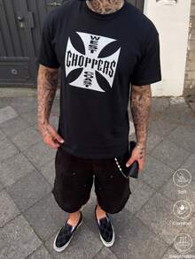 Unisex T-Shirt, 100% Cotton, Regular Fit, Graphic Print, Short Sleeves, Casual Style, Summer Streetwear, Urban Style, Printed Top, Vintage Fashion, Soft And Breathable. - 淺灰紫 - 查看 1