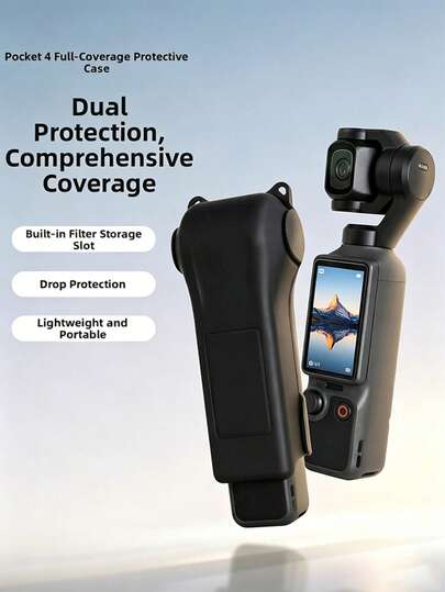 Universal Protective Storage Case For Osmo Pocket 4, 48g Ultra-Light Full Coverage Protective Shell, Shock-Resistant Hard PC Storage Case With Filter Storage Compartment, Anti-Oil Anti-Fingerprint Exterior, Anti-Collision Lens And Body Protective Shell, Suitable For Vlog, Outdoor Travel Shooting Accessories