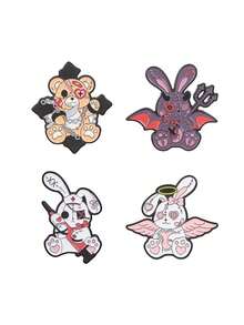 1件/組 暗黑時尚金屬琺瑯胸針 天使/惡魔刺繡徽章 Y2K卡通徽章 送給朋友的最佳禮物 - 彩色 - 查看 13