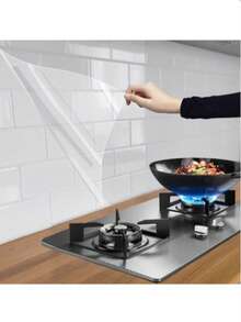 1pc Extra Large Transparent Oil-Proof Kitchen Sticker, Suitable For Glass And Cabinets, Waterproof Anti-Stain Wall Tile Protective Film - View 1