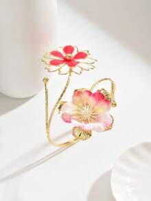 1 pieza Brazalete abierto de moda bohemio personalizado exagerado elegante de oro o brazalete de brazo, con girasol, estrella de mar, flor tie-dye con incrustaciones de strass, múltiples estilos disponibles, adecuado para uso diario todo el año, vacaciones, temporada de graduación, mejor amigo, regalo festivo, vacaciones en la playa, fiesta en la , reunión, cena y talla grande ocasiones, producto pintado a mano con goteo de aceite, las imperfecciones menores son inevitables, por favor compre con confianza - Multicolor - Ver 4