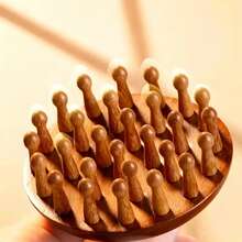 Premium Sandelholz runder Massagekamm, Holzkamm, Kopfkamm, reinigend, magisch, universell für den ganzen Körper - braun - Übersicht 4