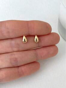 1 par de pendientes de botón de gota de agua de plata de ley 925, diseño de lujo minimalista de estilo Ins, versátil para el trabajo y el uso diario - gotitas de agua - Ver 1