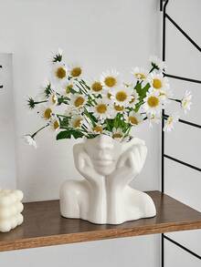 1件白色裝飾花瓶，鄉村波希米亞風家居裝飾花瓶，適用於廚房、臥室、辦公室、客廳、浴室、架子、餐桌、節日、禮物、畢業典禮房間裝飾花瓶 - F - 查看 8