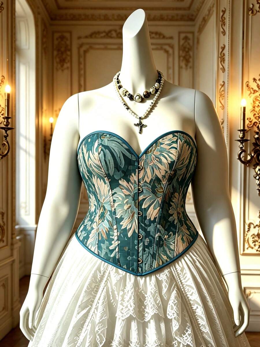 Plus Size Women Floral Print Tie Front Camisole Top, Vintage Style Suitable For Oktoberfest, Halloween, Christmas, New Year, Valentine's Day And Other Holiday Parties Vacation Summer - Blue - View 1