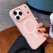 奢華啞光多巴胺果凍磁吸手機殼，適用於 iPhone 18 16 15 11 12 13 14 17 Pro Max Plus 17 AIR，防震保護磁吸無線充電手機殼 - 粉色 - 查看 3