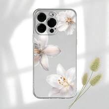 1件 Ins風清新木槿花葉素色圖案太空殼防滑軟手機殼，適用於 iPhone 11/12/13/14/15/16 Pro Max - 彩色 - 查看 3