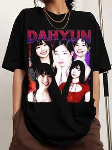 Dahyun TWICESS Vintage T-Shirt, 90s Bootleg Style K-Pop Graphic T-Shirt, TWICESS Merch Fan Gift, Kim Dahyun Retro Shirt, K-Pop Aesthetic Clothing.Png - Black - View 1