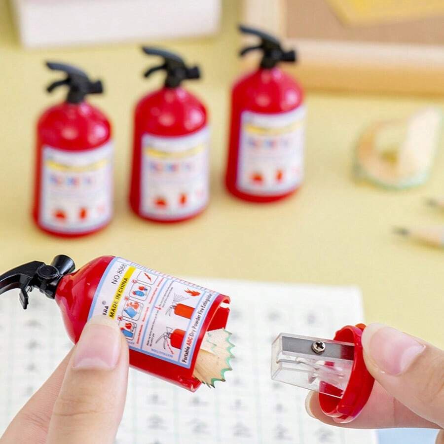 Cute Fire Extinguisher Creative Single Hole Pencil Sharpener Cartoon Manual Pencil Sharpener Pencil Shaver Hand Crank Pencil Sharpener