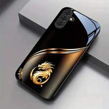 Handyhülle - Handyhülle - Neue schwarze Handyhülle,Mit einem goldenen Drachenmuster,Aus gehärtetem Glas gefertigt,Kompatibel 11zu Apple 17Modell und Galaxy S22zu S25 Ultra,Plus und Pro Version. - Schwarz - Übersicht 5