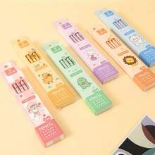 10 pièces, Crayons de bois naturel mignons en boîte de dessin animé, fournitures de papeterie pour l'apprentissage des étudiants - Multicolore - Voir 1